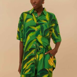 Farm Rio Unisex Green Banana Aquarela Lenzing™ Ecovero™ Viscose Shirt, NWT XS